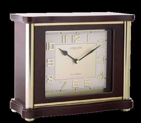 9 (cm) 06410 Flat Top Mantel Clock - solid wood - mahogany finish - auto