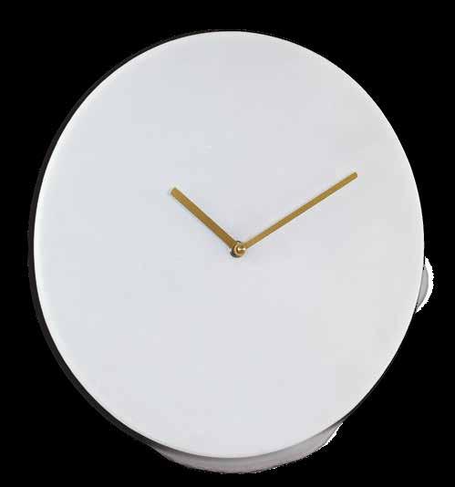WALL CLOCKS 01215 White Marble Wall Clock - smooth white marble with silver flecks - brushed brass hands - Ø.35