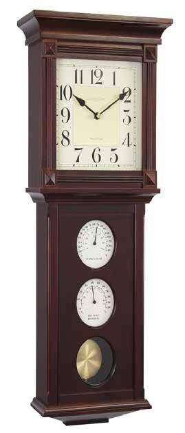WALL CLOCKS 25120 Thermo/Hygro Pendulum Wall Clock - solid wood - dark wood finish -