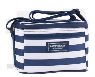 73612 6 WAY Navy & White Personal Cool Bag 4 litre Insulated cool bag with double zip and an adjustable