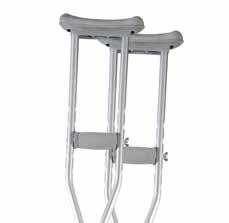 Walking Aids Crutches Underarm Height adjustable Lightweight aluminium Non slip rubber tips Replaceable rubber tips (22mm), hand grips and underarm pads Youth 236748 Adult 234265 Tall 236756 Size