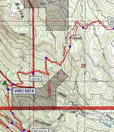 Continue another 3/10 mile to where the PCT departs S Boundary Rd at mile 14.6.