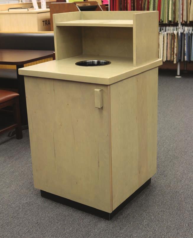 Single Waste Receptacle with Top Drop and Tray Shelf Model: STF-210 Hardwood