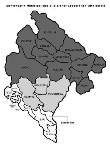 PRETPRISTUPNA PODRŠKA EVROPSKE UNIJE 151 Crna Gora Srbija Prihvatljive teritorije - Nikšić, Kolašin, Andrijevica, Plav, Plužine, Šavnik, Mojkovac, Berane, Rožaje, Žabljak, Pljevlja, Bijelo Polje.