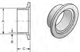 Ordering Information Flange, Short Weld Stub, Stainless Steel For Tubing OD 1'' 1 A B C 1.50 (38) 2.