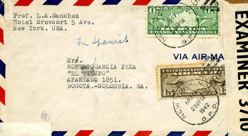 Surface Mail Portion of letter