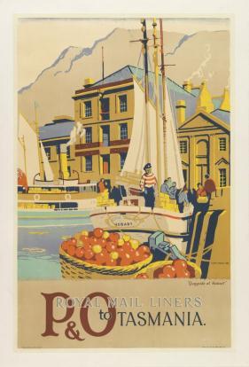 P & O Royal Mail Liner to Tasmania Frank Norton (1916-1983) Colour lithograph 1938 Printed by Boylan & Co, Sydney, for the Peninsula and Oriental Steam Navigation Co, England Tasmania's image as