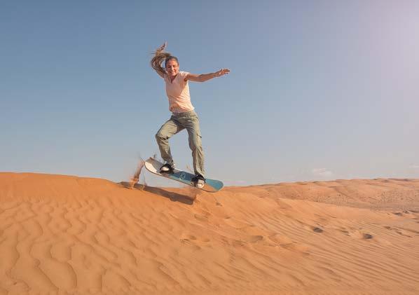 Sand skiing While skiing is unexpected deep in the heart of the desert, Sand skiing is quite possible and