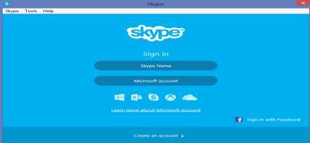 1 Na sljedećoj slici prikazan je početni Skype zaslon koji se otvori klikom na ikonu Skyp. Kako bi ušli u sam Skyp moramo se logirati.