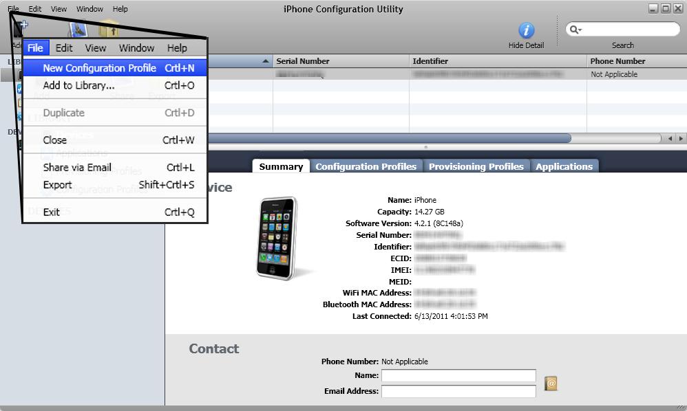 Nakon uspešne instalacije iphone Configuration Utility programa, pokrenite ga.