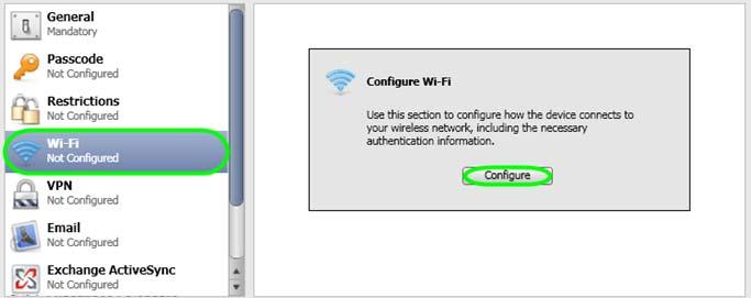 Nakon definisanja sertifikata vratićete se u Configuration Profiles podešavanja.