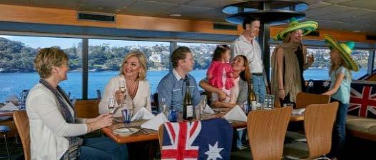 15pm Cruise aboard MV Sydney 2000 with million dollar views Choice of premium menu or Aussie buffet Sky Deck 4-course premium menu First-class Sky Deck individual