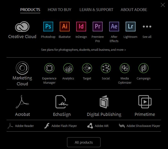Extended го има во сите понуди на Adobe Creative Suite освен во Design Standard, кој го вклучува изданието на Adobe Photoshop.