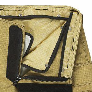 Vislon (high temp polymer) zipper which acts as the primary closure.