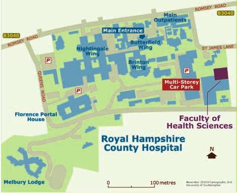 Getting to Royal Hampshire County Hospital, Winchester By train The nearest station is Winchester, which is approximately a 15 minute uphill walk away.