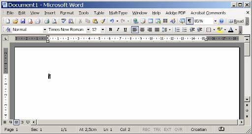 2. MS Word Aplikativni softver 2.1. Vaše prvo pismo u Wordu Za pokretanje Worda dvaput pritisnite ikonicu Microsoft Word ili izaberite Start, All Programs, Microsoft Office, Microsoft Word.
