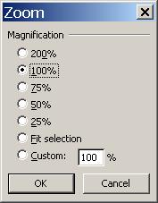 ekran. Da biste se iz uvećanog ili umanjenog prikaza vratili u normalan prikaz, izaberite uvećanje od 100 %, ali na paleti alatki Standard pritisnite dugme Undo.