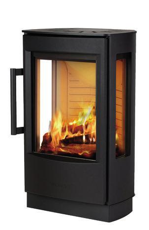 Both models have a large stove glass set in a solid cast-iron door, and WIKING Miro 1 also has wide