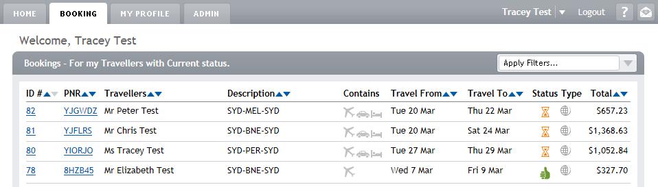 previous travel details, saving time in entering repetitive travel information. You can clone a booking for the same traveller or for different travellers.