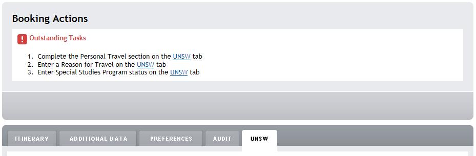 COMPLETING THE UNSW TAB Note: - Travel Allowances must be completed in order for your travel to be approved.