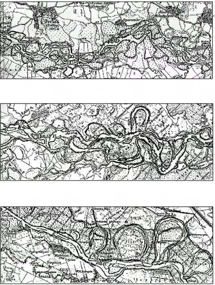 altered lower meandering river reach (all maps are from Austrian 3rd Landesaufnahme 1879-1902 1:75,000). Fig.