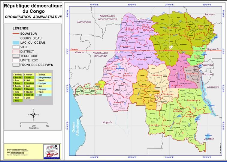 CENTRE CONGOLAIS DE LUTTE ANTIMINES I. BRIEF PRESENTATION OF DRC (continuation) Map of the RDC and its 11 Provinces Capital : Kinshasa Area : 2345000 km² Population : 66.514.