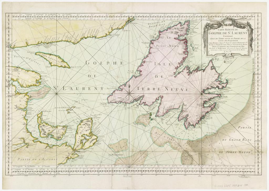 Jacques Nicolas Bellin 1754 Carte réduite du golphe de St Laurent : contenant l'isle de Terre-Neuve et