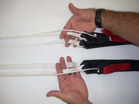 Place the left rear riser group between the middle and fore finger of the same hand.