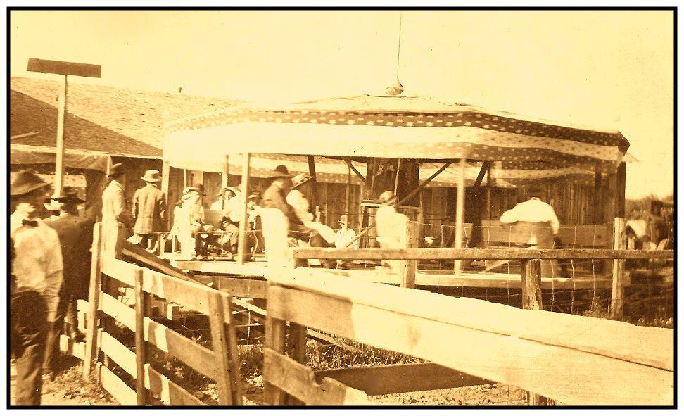 Some of the earliest amusement rides at the parks or fairs were carousels like this primitive merry-goround with benches for seating.