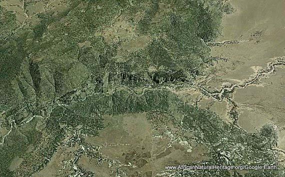 Google Earth satellite images showing features of Ngorongoro