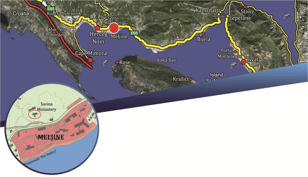 Location Meljine fall within Herceg Novi area, in elite settlement Savina, along sea promenade.
