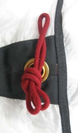 Prepare the reserve bag by securing a locking pull-up cord
