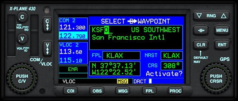 Direct To (a waypoint) At any time during the execution of a Flight Plan, the pilot may elect to proceed directly to a given waypoint.