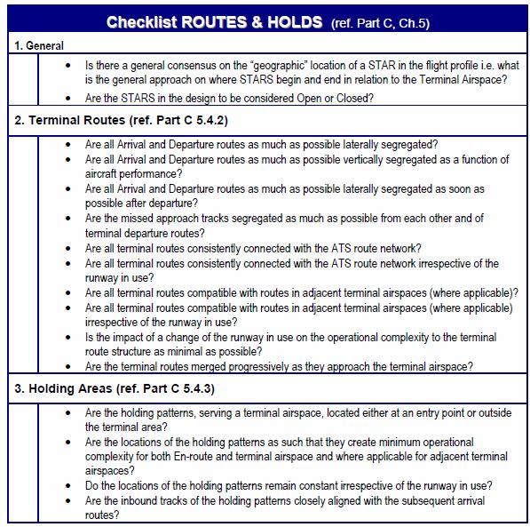 Sample Checklist: Routes and