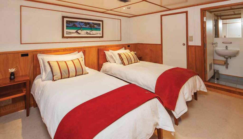 STATEROOMS Rangitoto, Colville, Jellicoe, Tiri Tiri, Waimate - Cabin size 16 sqm (175 sq ft) Located on the main deck with less ship movement, these five staterooms are