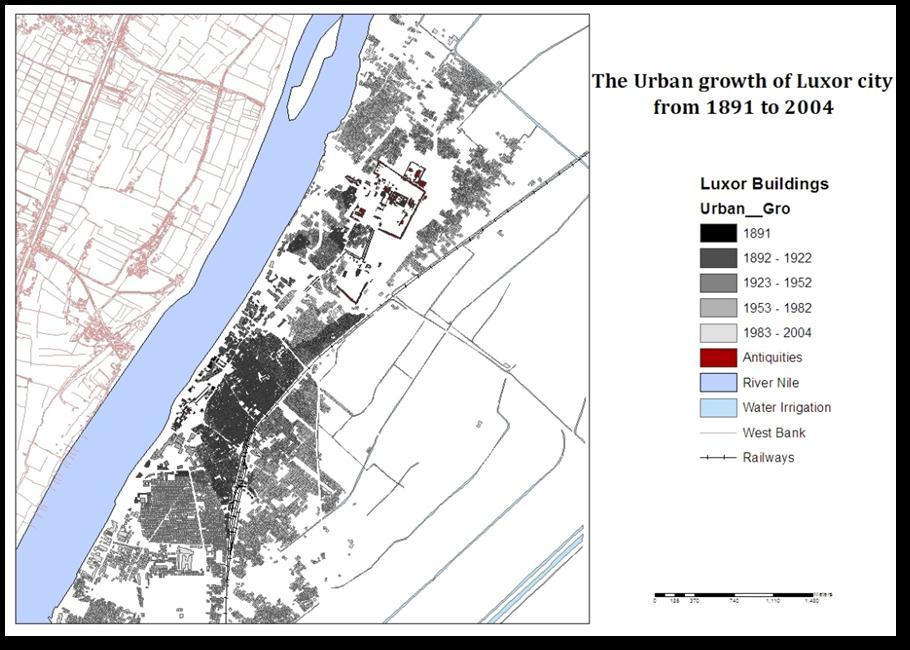 Figure 4-2: The Urban growth of Luxor