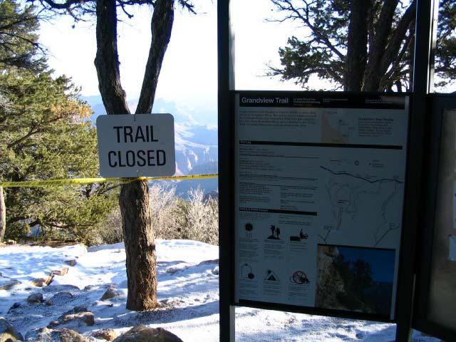 A sign at the park entrance or one by the entrance for the Grandview access road would have been nice. This sign below can t be seen until you walk right up to the trailhead.