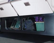 BASEMENT STORAGE Features aluminum doors with struts and paddle latches for easy access to all your travel gear. Vehicle shown in Blue Dusk. Vehicle shown in Fern Valley.