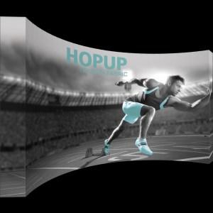 Hopup 6x3 Curved features a lightweight, durable aluminum frame and a Velcroapplied, curved fabric mural with or without endcaps.