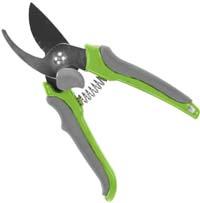 gardens, gen X&Y container gardens overall 16¾" x 6¾" head size Swiss Style ByPass Pruner aluminum body handles are vinyl dipped lever style lock adjustable tension 8" overall promo quality G-FLR7MS