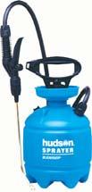 Hudson Weed nbug Eliminator Poly Sprayers quality poly sprayer translucent tank T-style pump handle holds wand thumb operated spray control locks on and off poly spray wand and adjustable cone nozzle