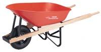 Erie EasyPour Contractor Wheelbarrow easy pouring tray is ideal for framwork and foundations drawn seamless tray is 41-1/4" x 26-1/4" with clips 64 hardwood handles steel dumping nose #5 4-ply 16"