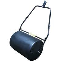 Erie Poly Lawn Roller high durability plastic - rust proof handle assembly allows easy storage adjustable scraper bar fill with sand or water push or tow behind feature 24 length by 18 diameter drum