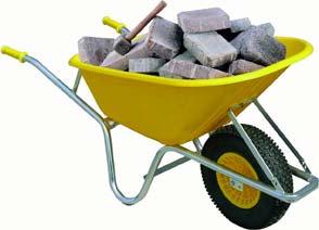 maneuver available with pneumatic tire or flat free 6½-Cu.Ft. Pro Contractor Steel Wheelbarrow built by Fort Europe 6½-Cu.Ft. tray will hold up to 550-lbs.