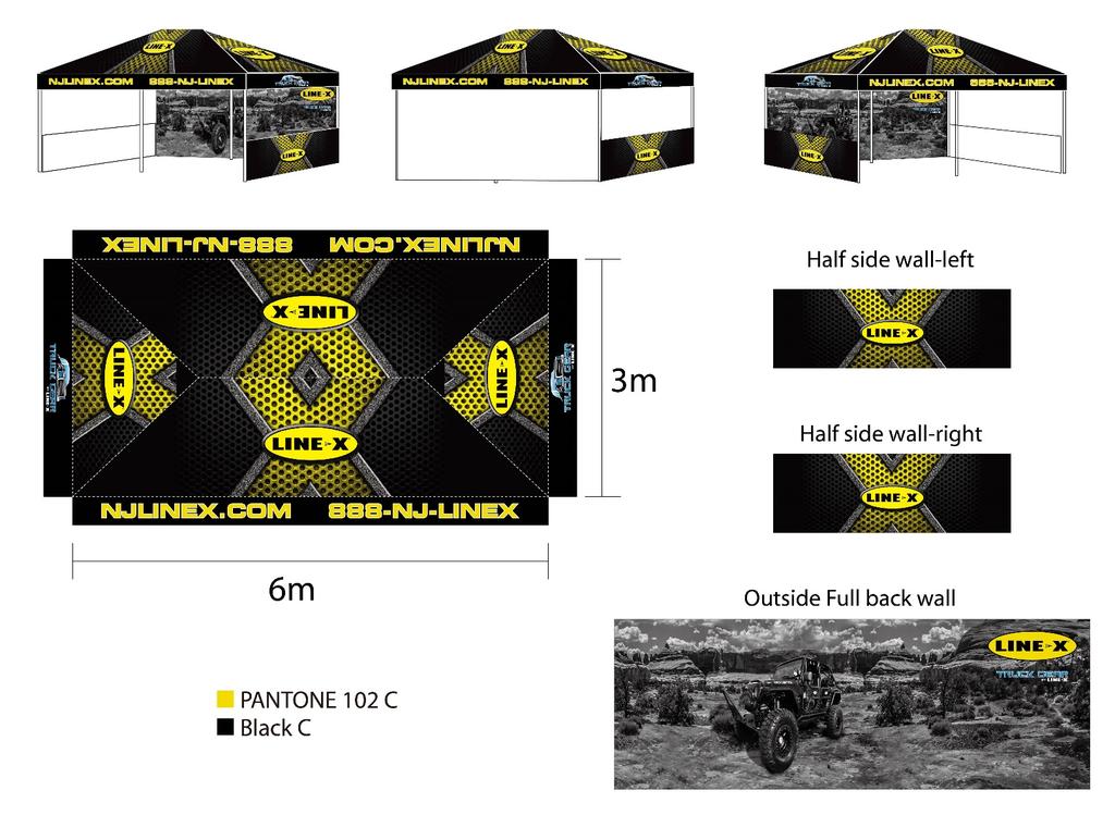 Tents are fully dye sublimated, what does that mean for you? You can FULLY customize each part of the tent.