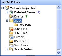 where to place the folder označite folder u kojem de te kreirati novi folder o kliknite na dugme OK nakon ovog postupka, pored foldera Inbox de se