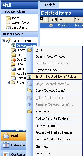7.8.1.6 Vradanje izbrisanje e-mail poruke Kada obrišete e-mail, on de se automatski premjestiti u folder Deleted Items u okviru za navigaciju Mail.