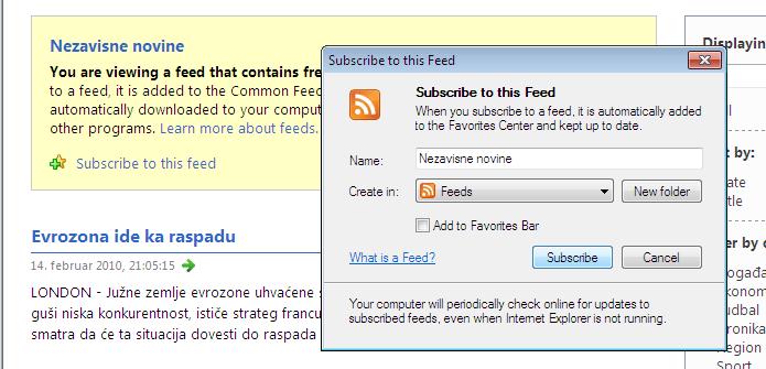RSS dokument (koji se naziva feed, web feed ili kanal ) uključuje puni ili sumirani tekst, plus dodatne podatke poput vremena objavljivanja i