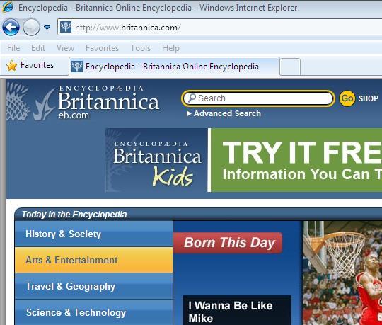 Polje za upisivanje pojma pretrage Slika 7-82 Enciklopedija Britannica Online rječnici, kao i prevodioci cijelih web stranica, su