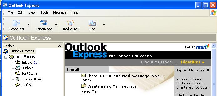 Outlook Express program je ugrađen u operativni sistem Microsoft Windows XP, dok je Microsoft Outlook dio Microsoft Office paketa programa.